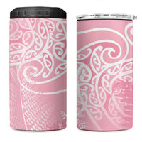 Aotearoa Maori Koru Curves 4 in 1 Can Cooler Tumbler Silver Ferns - Rose Pink