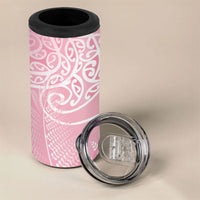 Aotearoa Maori Koru Curves 4 in 1 Can Cooler Tumbler Silver Ferns - Rose Pink