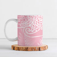 Aotearoa Maori Koru Curves Ceramic Mug Silver Ferns - Rose Pink
