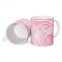 Aotearoa Maori Koru Curves Ceramic Mug Silver Ferns - Rose Pink