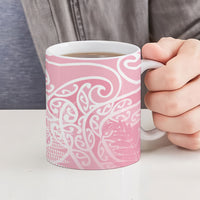 Aotearoa Maori Koru Curves Ceramic Mug Silver Ferns - Rose Pink