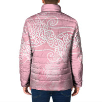 Aotearoa Maori Koru Curves Padded Jacket Silver Ferns - Rose Pink