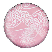 Aotearoa Maori Koru Curves Spare Tire Cover Silver Ferns - Rose Pink
