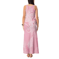 Aotearoa Maori Koru Curves Tank Maxi Dress Silver Ferns - Rose Pink