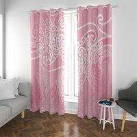 Aotearoa Maori Koru Curves Window Curtain Silver Ferns - Rose Pink