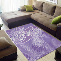 Aotearoa Maori Koru Curves Area Rug Silver Ferns - Amethyst