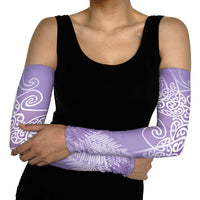 Aotearoa Maori Koru Curves Arm Sleeves Silver Ferns - Amethyst