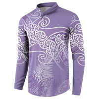 Aotearoa Maori Koru Curves Button Sweatshirt Silver Ferns - Amethyst