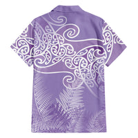 Aotearoa Maori Koru Curves Family Matching Mermaid Dress and Hawaiian Shirt Silver Ferns - Amethyst LT7 - Polynesian Pride