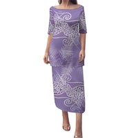 Aotearoa Maori Koru Curves Family Matching Puletasi and Hawaiian Shirt Silver Ferns - Amethyst