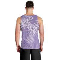 Aotearoa Maori Koru Curves Men Tank Top Silver Ferns - Amethyst