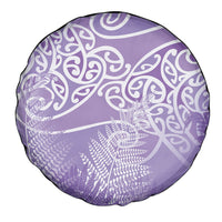 Aotearoa Maori Koru Curves Spare Tire Cover Silver Ferns - Amethyst