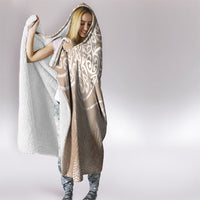 Aotearoa Maori Koru Curves Hooded Blanket Silver Ferns - Mocha