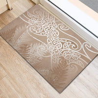 Aotearoa Maori Koru Curves Rubber Doormat Silver Ferns - Mocha