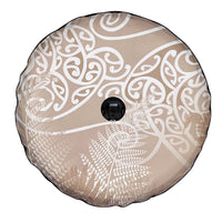 Aotearoa Maori Koru Curves Spare Tire Cover Silver Ferns - Mocha