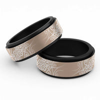Aotearoa Maori Koru Curves Spinner Ring Silver Ferns - Mocha