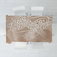 Aotearoa Maori Koru Curves Tablecloth Silver Ferns - Mocha