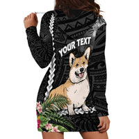 Personalised Polynesian Dog Hoodie Dress Corgi Mix Tropical Flowers LT7 - Polynesian Pride