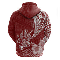 Custom Polynesian Pacific Bulldog Hoodie With Red Hawaii Tribal Tattoo Patterns LT7 - Polynesian Pride