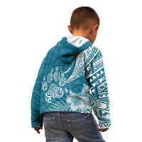 Personalised Polynesian Pacific Bulldog Kid Hoodie With Teal Hawaii Tribal Tattoo Patterns LT7 - Polynesian Pride