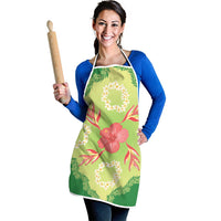Hawaii Quilt Inspired Collection Aloha Flowers Apron Plumeria - Ti Leaf Lei