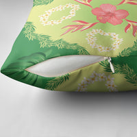 Hawaii Quilt Inspired Collection Aloha Flowers Pillow Cover Plumeria - Ti Leaf Lei