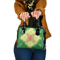 Hawaii Quilt Inspired Collection Aloha Flowers Shoulder Handbag Plumeria - Ti Leaf Lei