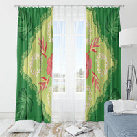 Hawaii Quilt Inspired Collection Aloha Flowers Window Curtain Plumeria - Ti Leaf Lei