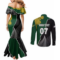Personalised New Zealand Vs South Africa Rugby Couples Matching Mermaid Dress and Long Sleeve Button Shirts Rivals Dynamics LT7 - Polynesian Pride