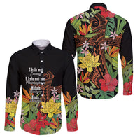 Mahalo Hawaii Ho'oponopono Pule Family Matching Puletasi and Hawaiian Shirt Polynesian Pattern Cross LT7 Dad's Shirt - Long Sleeve Black - Polynesian Pride