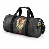 Hawaii Ka Pule a ka Haku Memorial Duffle Bag Flower Lei Cross - Black