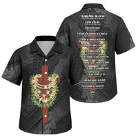 Hawaii Ka Pule a ka Haku Memorial Family Matching Mermaid Dress and Hawaiian Shirt Flower Lei Cross - Black LT7 Son's Shirt Black - Polynesian Pride