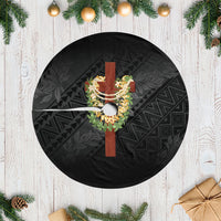 Hawaii Ka Pule a ka Haku Memorial Tree Skirt Flower Lei Cross - Black