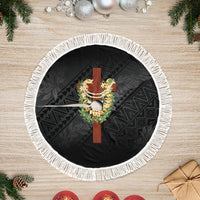 Hawaii Ka Pule a ka Haku Memorial Tree Skirt Flower Lei Cross - Black