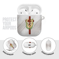 Hawaii Ka Pule a ka Haku Memorial AirPods Case Flower Lei Cross - Ivory White LT7 - Polynesian Pride