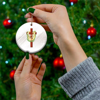 Hawaii Ka Pule a ka Haku Memorial Ceramic Ornament Flower Lei Cross - Ivory White
