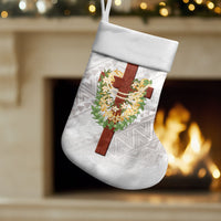 Hawaii Ka Pule a ka Haku Memorial Christmas Stocking Flower Lei Cross - Ivory White