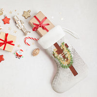 Hawaii Ka Pule a ka Haku Memorial Christmas Stocking Flower Lei Cross - Ivory White