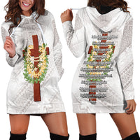 Hawaii Ka Pule a ka Haku Memorial Hoodie Dress Flower Lei Cross - Ivory White LT7 - Polynesian Pride