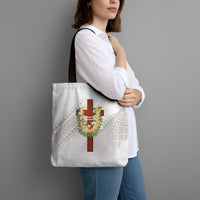 Hawaii Ka Pule a ka Haku Memorial Tote Bag Flower Lei Cross - Ivory White LT7 - Polynesian Pride
