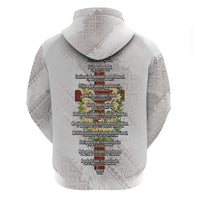 Hawaii Ka Pule a ka Haku Memorial Zip Hoodie Flower Lei Cross - Ivory White LT7 - Polynesian Pride