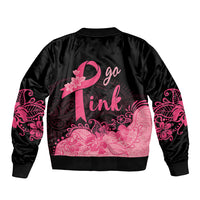 Polynesian Bomber Jacket Plumeria Breast Cancer Awareness Survivor Ribbon Pink LT7 - Polynesian Pride