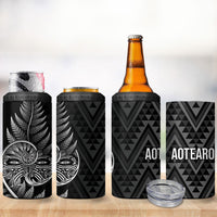 New Zealand Ta Moko Silver Fern 4 in 1 Can Cooler Tumbler Taniko Taniwha Motifs