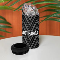 New Zealand Ta Moko Silver Fern 4 in 1 Can Cooler Tumbler Taniko Taniwha Motifs