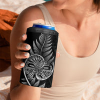 New Zealand Ta Moko Silver Fern 4 in 1 Can Cooler Tumbler Taniko Taniwha Motifs