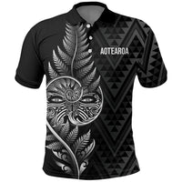 New Zealand Ta Moko Silver Fern Polo Shirt Taniko Taniwha Motifs