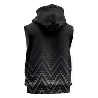 New Zealand Ta Moko Silver Fern Sleeveless Hoodie Taniko Taniwha Motifs