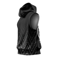 New Zealand Ta Moko Silver Fern Sleeveless Hoodie Taniko Taniwha Motifs