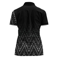 New Zealand Ta Moko Silver Fern Women Polo Shirt Taniko Taniwha Motifs