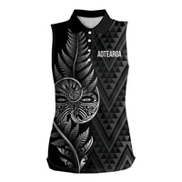 New Zealand Ta Moko Silver Fern Women Sleeveless Polo Shirt Taniko Taniwha Motifs